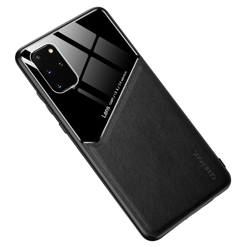 For Samsung Galaxy S20 Plus 4G/5G Shockproof Phone Case with Magnetic Metal Sheet Anti-Fall TPU Frame Phone Protective Cover - Black