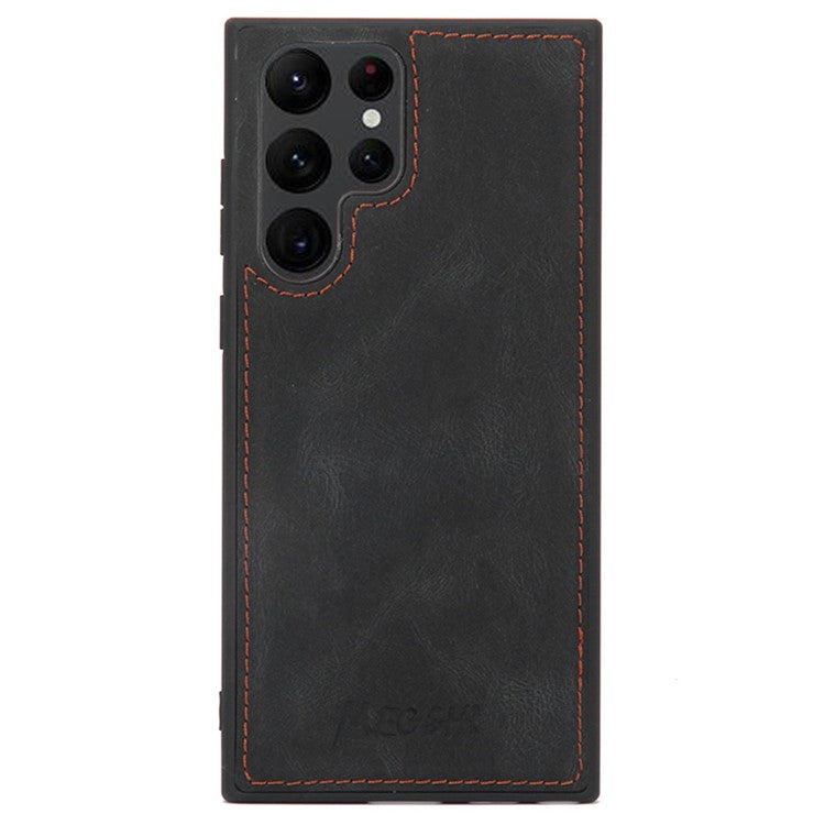 MEGSHI 017 Series Detachable Magnet Cover for Samsung Galaxy S22 Ultra 5G, Zipper Purse PU Leather Shockproof Flip Case with Wrist Strap - Black