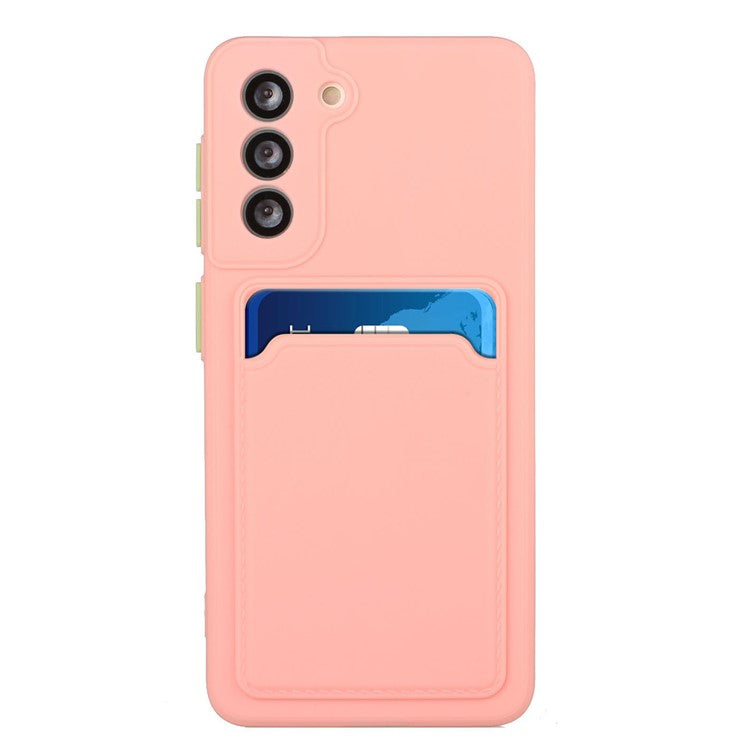 For Samsung Galaxy S22+ 5G Card Holder Slot Flexible TPU Soft Skin Protective Phone Case Cover - Pink