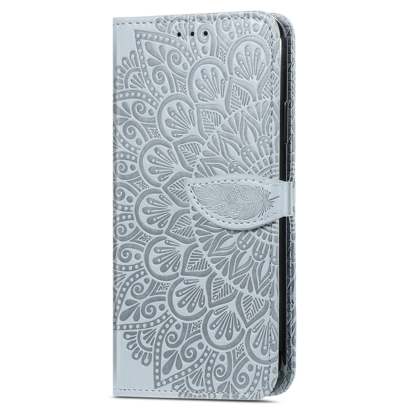 For Samsung Galaxy S20 Ultra Flip Phone Case Imprinted Dream Wings Pattern TPU+PU Leather Folio Stand Function Wallet Phone Cover with Strap - Grey