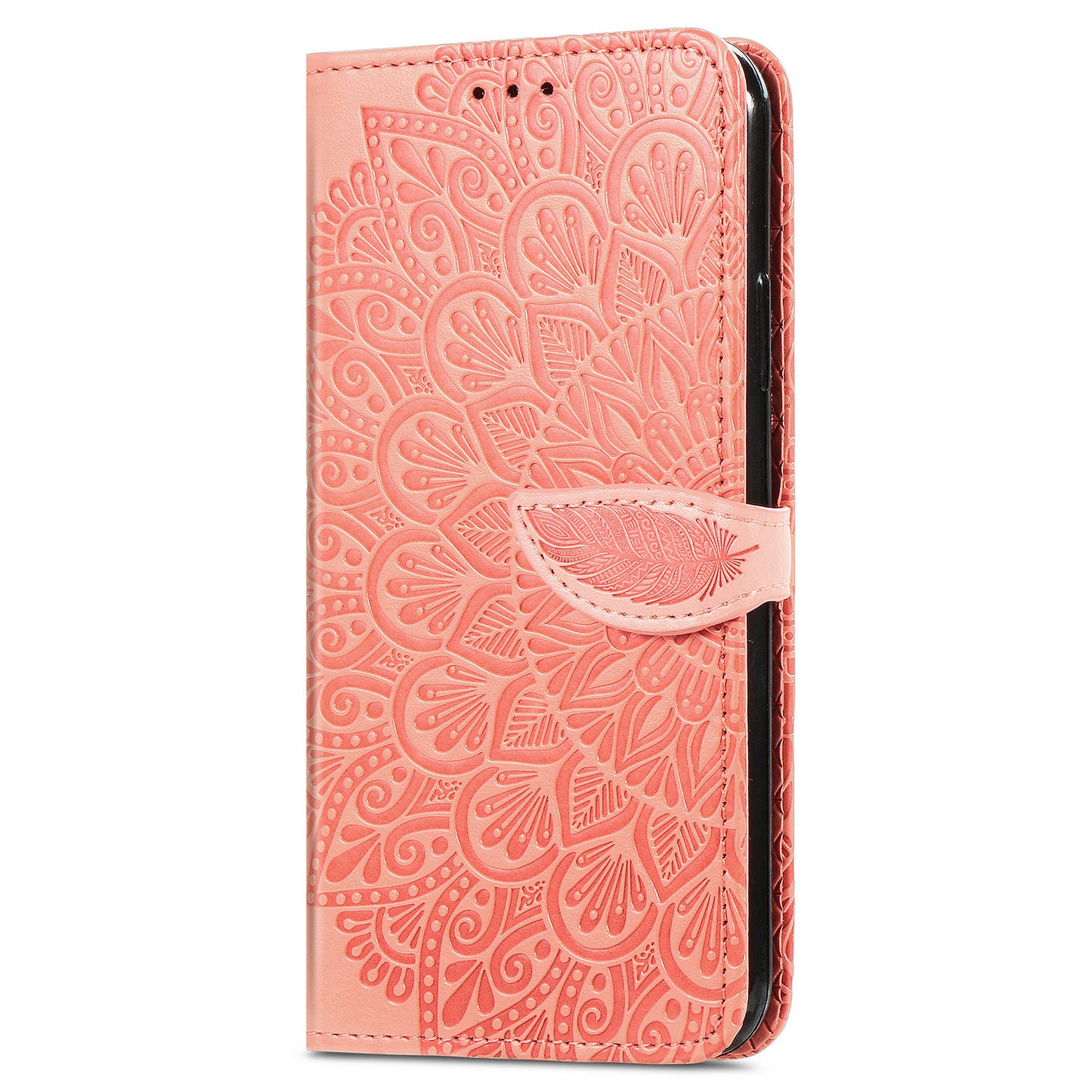 For Samsung Galaxy S20 Ultra Flip Phone Case Imprinted Dream Wings Pattern TPU+PU Leather Folio Stand Function Wallet Phone Cover with Strap - Orange