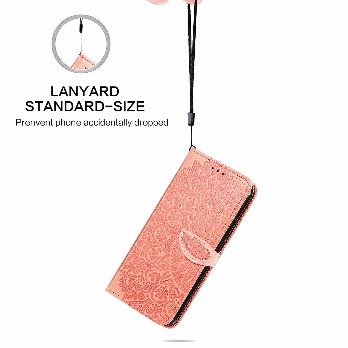 For Samsung Galaxy S20 Ultra Flip Phone Case Imprinted Dream Wings Pattern TPU+PU Leather Folio Stand Function Wallet Phone Cover with Strap - Orange