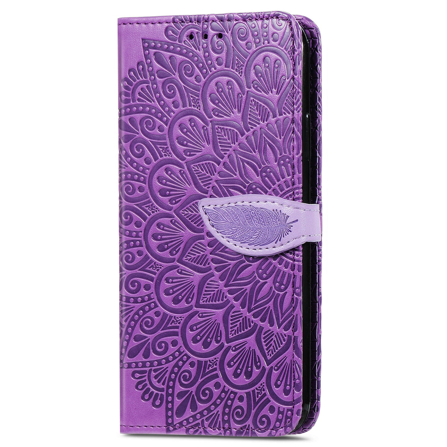 For Samsung Galaxy S20 Ultra Flip Phone Case Imprinted Dream Wings Pattern TPU+PU Leather Folio Stand Function Wallet Phone Cover with Strap - Purple