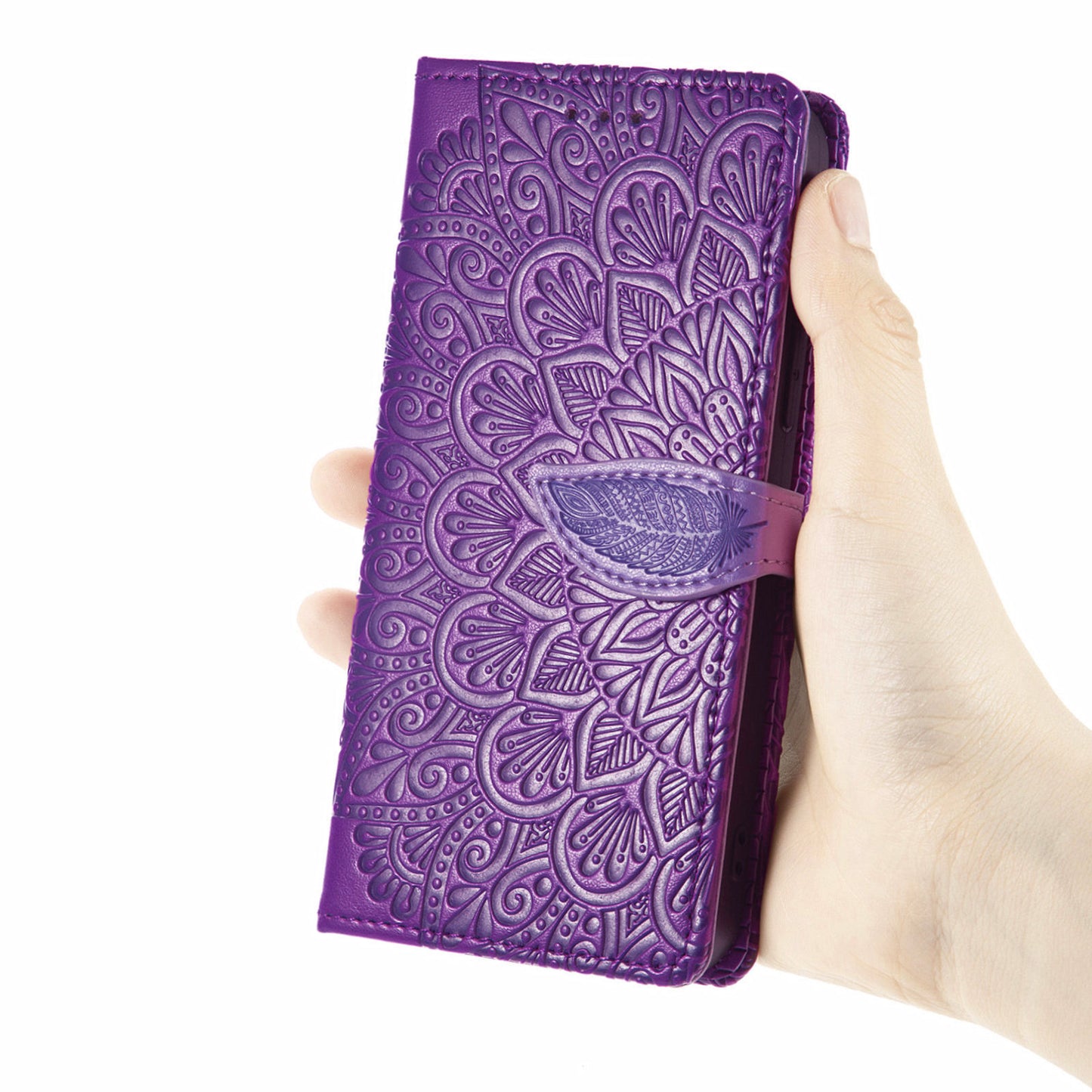 For Samsung Galaxy S20 Ultra Flip Phone Case Imprinted Dream Wings Pattern TPU+PU Leather Folio Stand Function Wallet Phone Cover with Strap - Purple