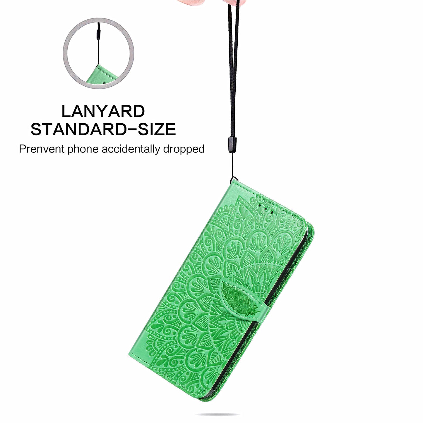For Samsung Galaxy S20 Ultra Flip Phone Case Imprinted Dream Wings Pattern TPU+PU Leather Folio Stand Function Wallet Phone Cover with Strap - Green