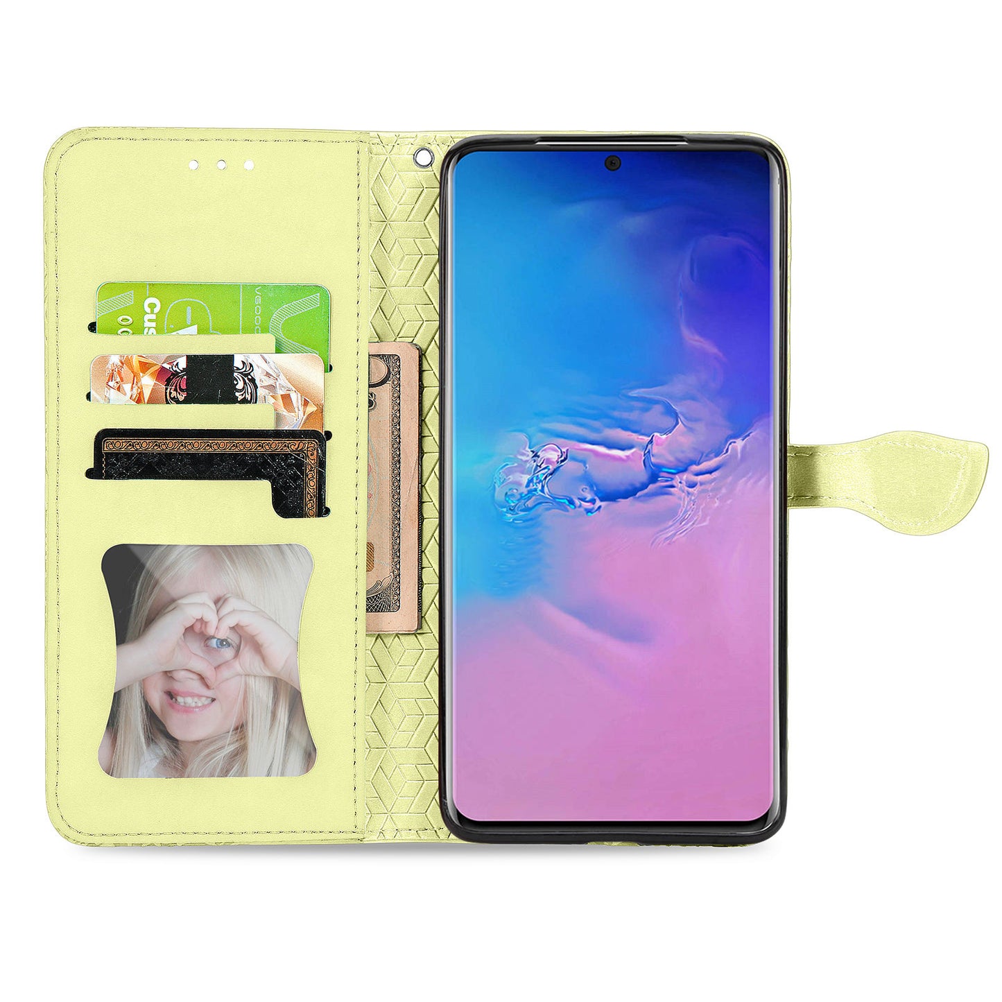 For Samsung Galaxy S20 Ultra Flip Phone Case Imprinted Dream Wings Pattern TPU+PU Leather Folio Stand Function Wallet Phone Cover with Strap - Yellow