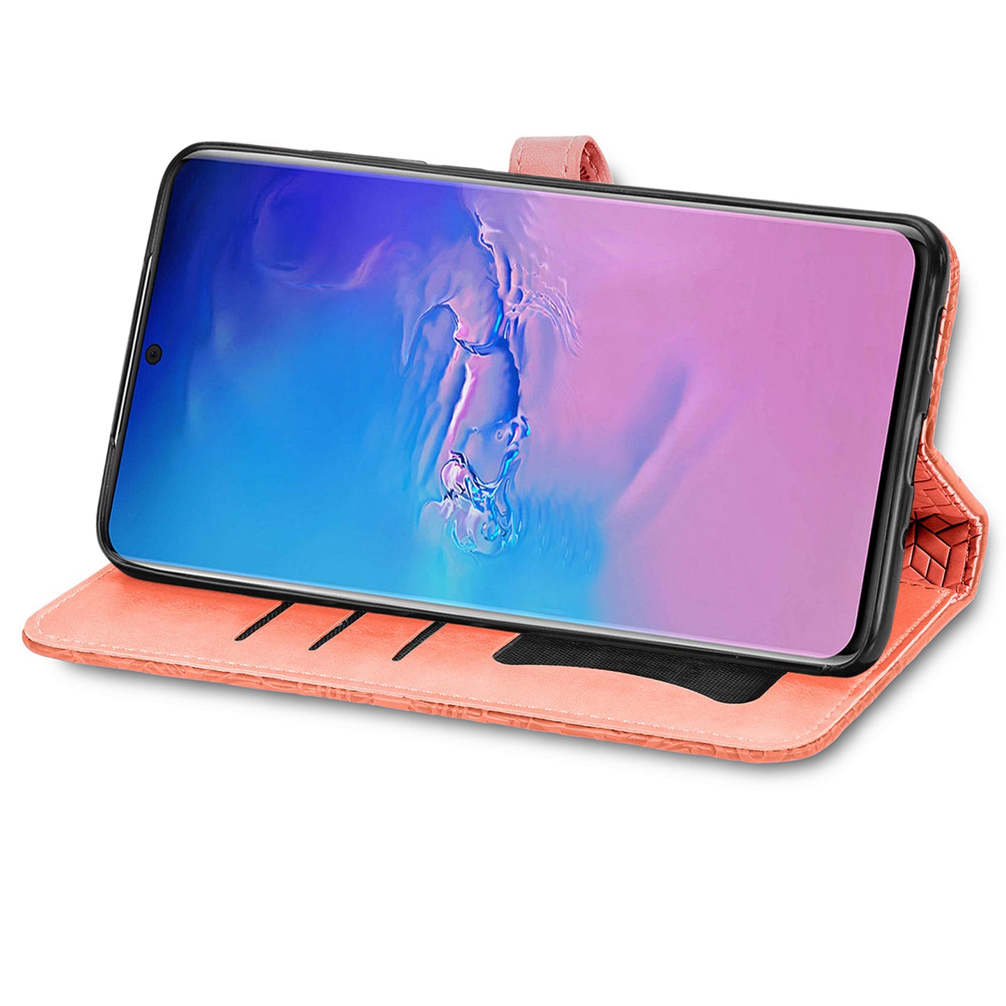 For Samsung Galaxy S20 Ultra Flip Phone Case Imprinted Dream Wings Pattern TPU+PU Leather Folio Stand Function Wallet Phone Cover with Strap - Red
