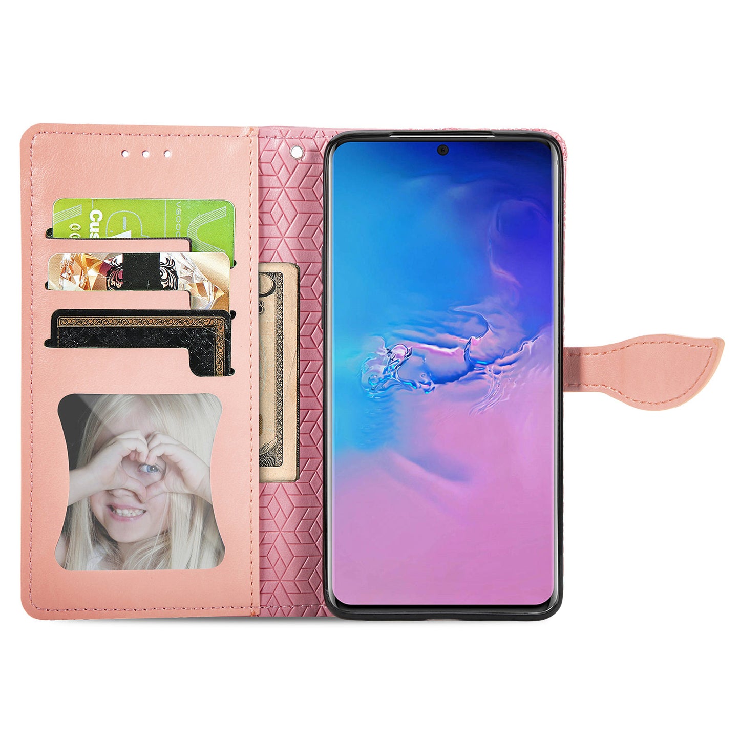 For Samsung Galaxy S20 Ultra Flip Phone Case Imprinted Dream Wings Pattern TPU+PU Leather Folio Stand Function Wallet Phone Cover with Strap - Pink