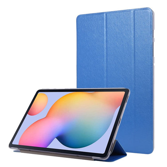 Silk Texture Leather Case for Samsung Galaxy Tab S8+, Tri-fold Stand Tablet Protective Cover - Blue