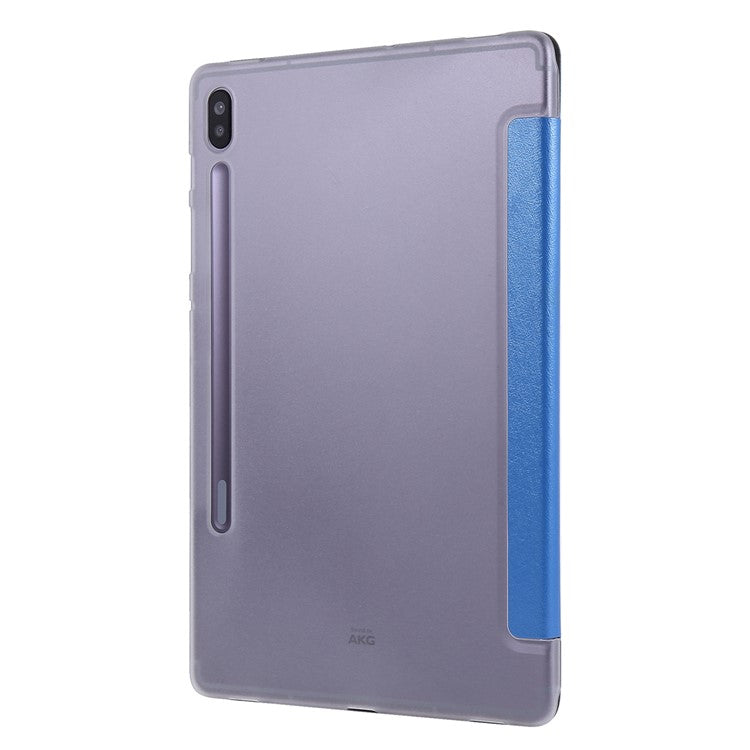 Silk Texture Leather Case for Samsung Galaxy Tab S8+, Tri-fold Stand Tablet Protective Cover - Blue
