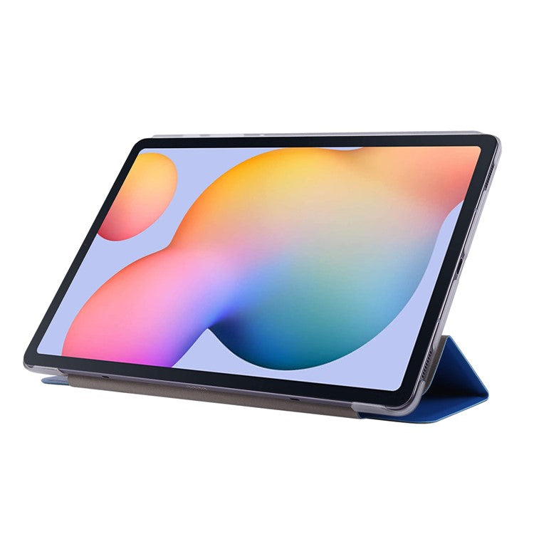 Silk Texture Leather Case for Samsung Galaxy Tab S8+, Tri-fold Stand Tablet Protective Cover - Blue