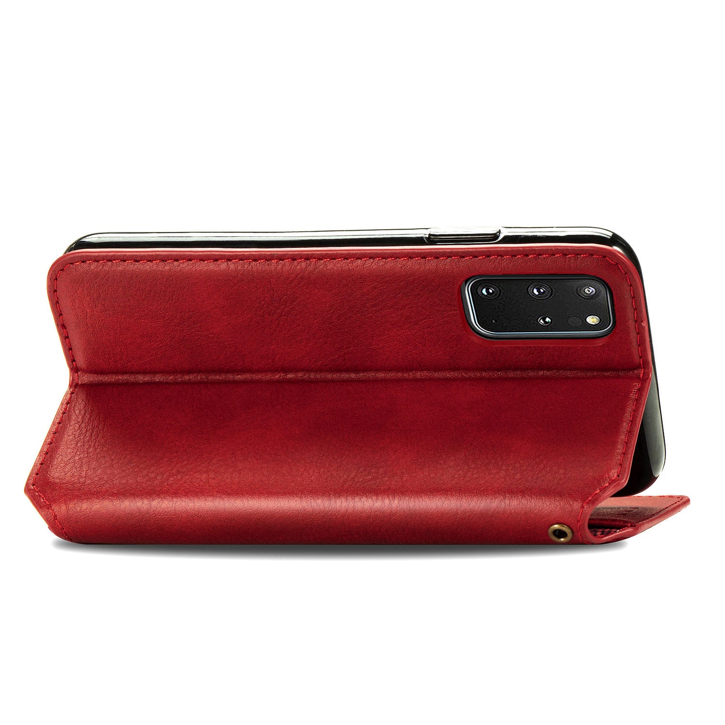 Auto-Absorbed PU Leather Case for Samsung Galaxy S20 Plus/S20 Plus 5G, Rhombus Imprinting Wallet Stand Design Phone Accessory - Red