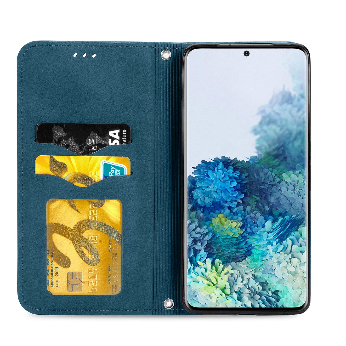 For Samsung Galaxy S20 Plus / S20 Plus 5G PU Leather + TPU Well-protected Retro Skin-touch Feeling Case Card Slots Stand Magnetic Absorption Shell - Blue
