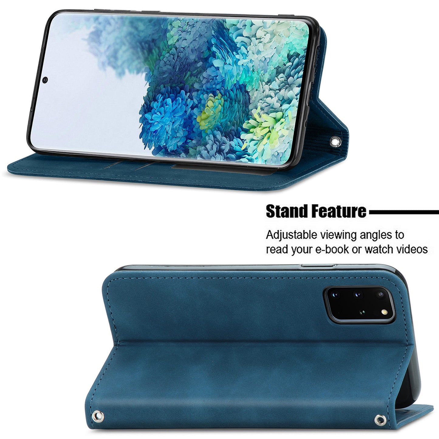 For Samsung Galaxy S20 Plus / S20 Plus 5G PU Leather + TPU Well-protected Retro Skin-touch Feeling Case Card Slots Stand Magnetic Absorption Shell - Blue