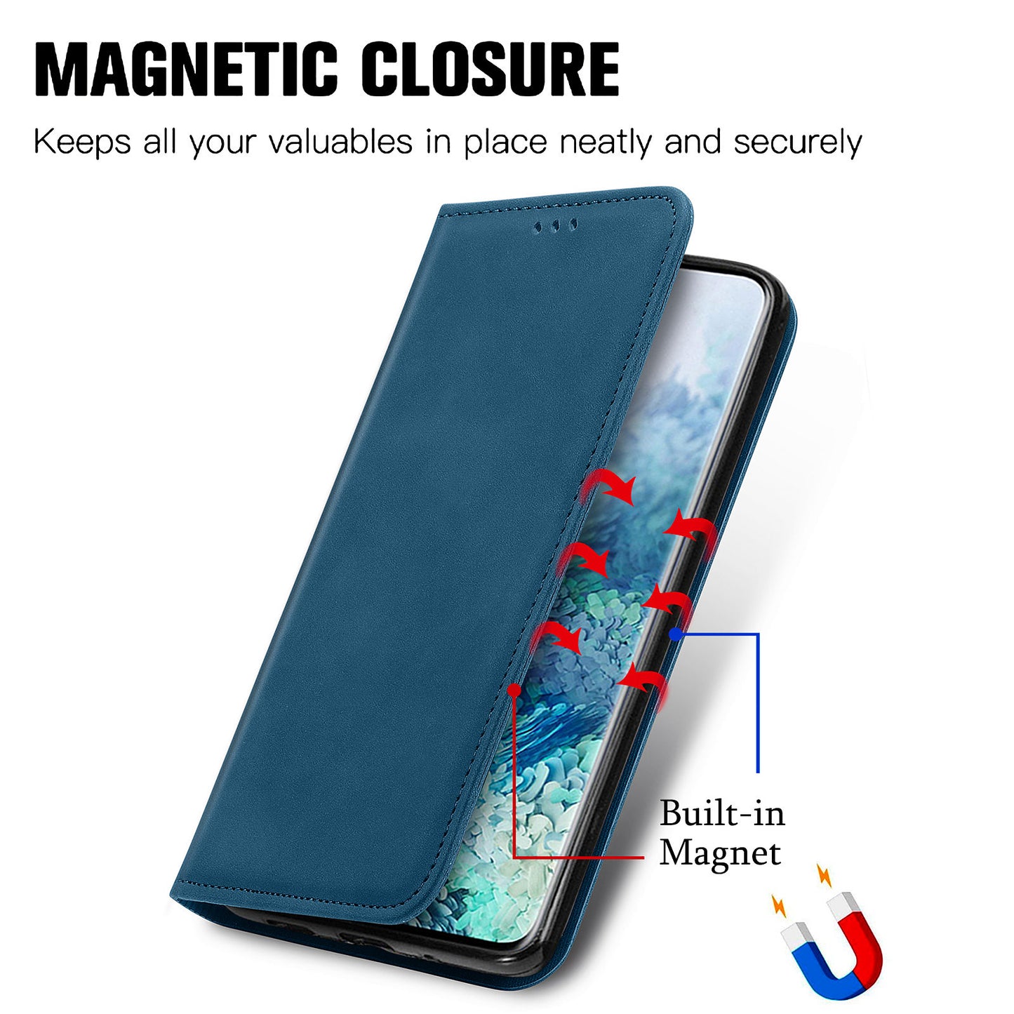 For Samsung Galaxy S20 Plus / S20 Plus 5G PU Leather + TPU Well-protected Retro Skin-touch Feeling Case Card Slots Stand Magnetic Absorption Shell - Blue