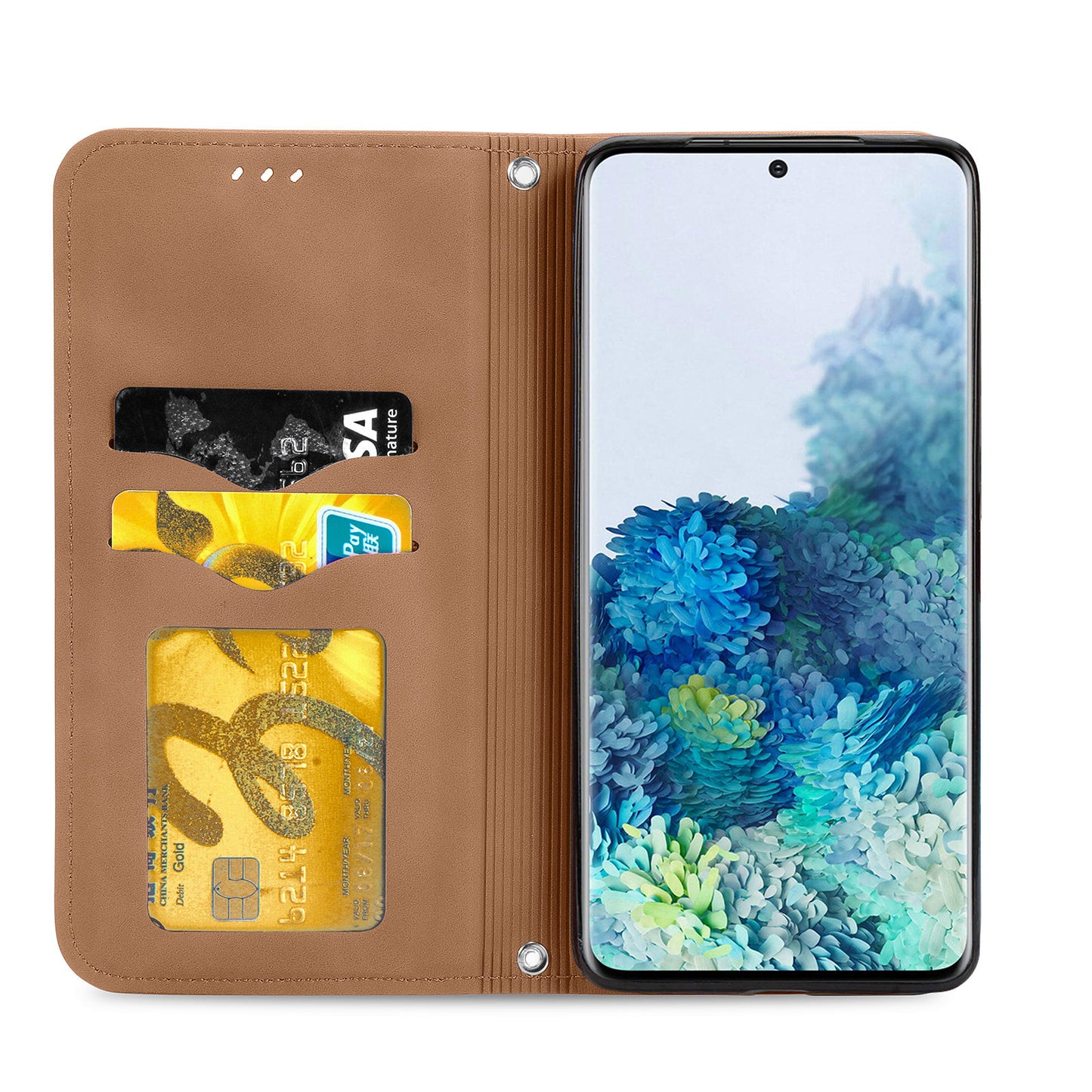 For Samsung Galaxy S20 Plus / S20 Plus 5G PU Leather + TPU Well-protected Retro Skin-touch Feeling Case Card Slots Stand Magnetic Absorption Shell - Brown