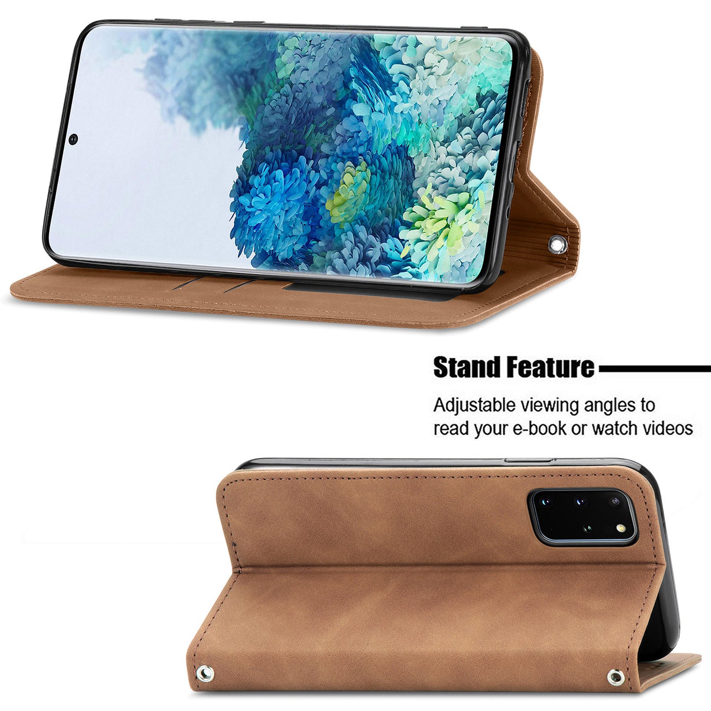 For Samsung Galaxy S20 Plus / S20 Plus 5G PU Leather + TPU Well-protected Retro Skin-touch Feeling Case Card Slots Stand Magnetic Absorption Shell - Brown