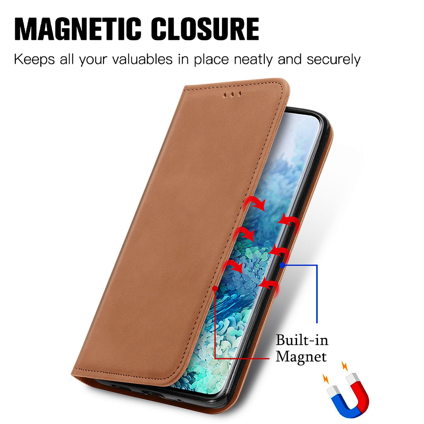 For Samsung Galaxy S20 Plus / S20 Plus 5G PU Leather + TPU Well-protected Retro Skin-touch Feeling Case Card Slots Stand Magnetic Absorption Shell - Brown