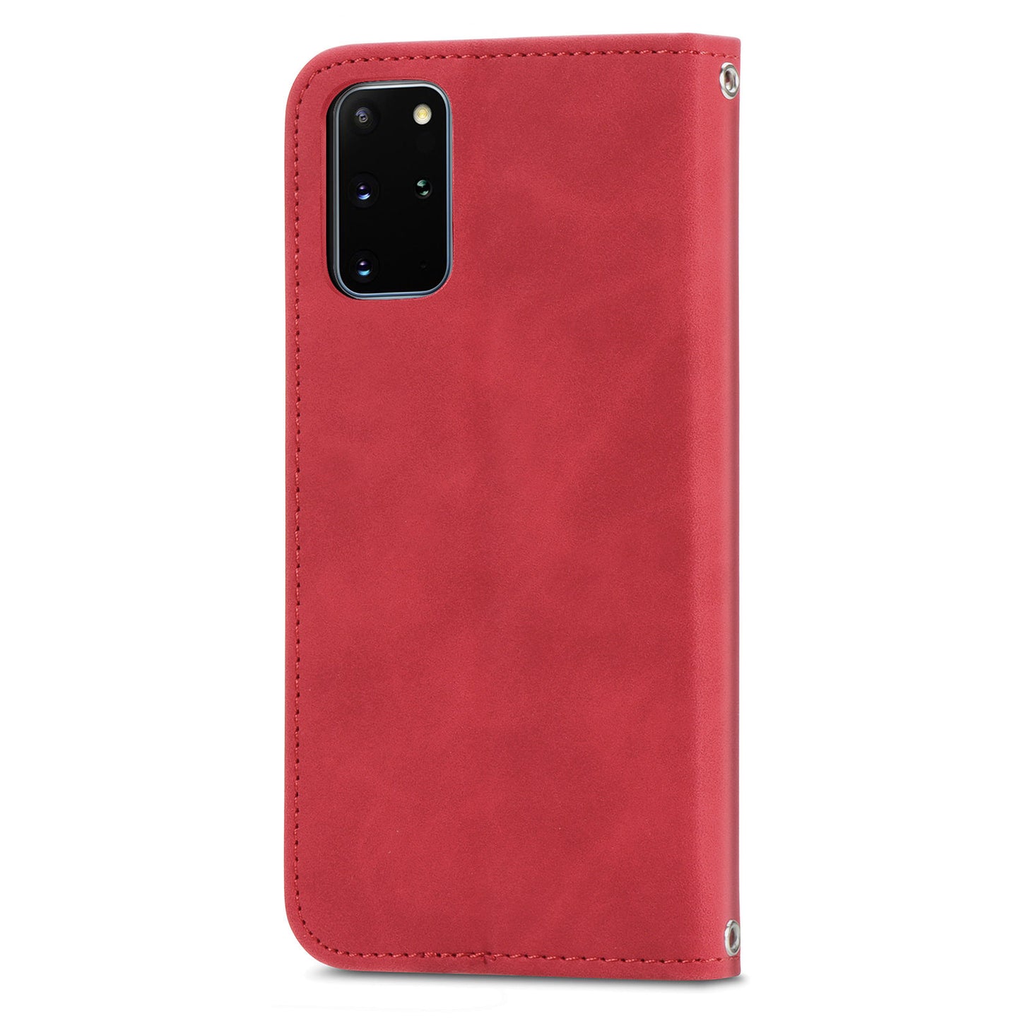 For Samsung Galaxy S20 Plus / S20 Plus 5G PU Leather + TPU Well-protected Retro Skin-touch Feeling Case Card Slots Stand Magnetic Absorption Shell - Red