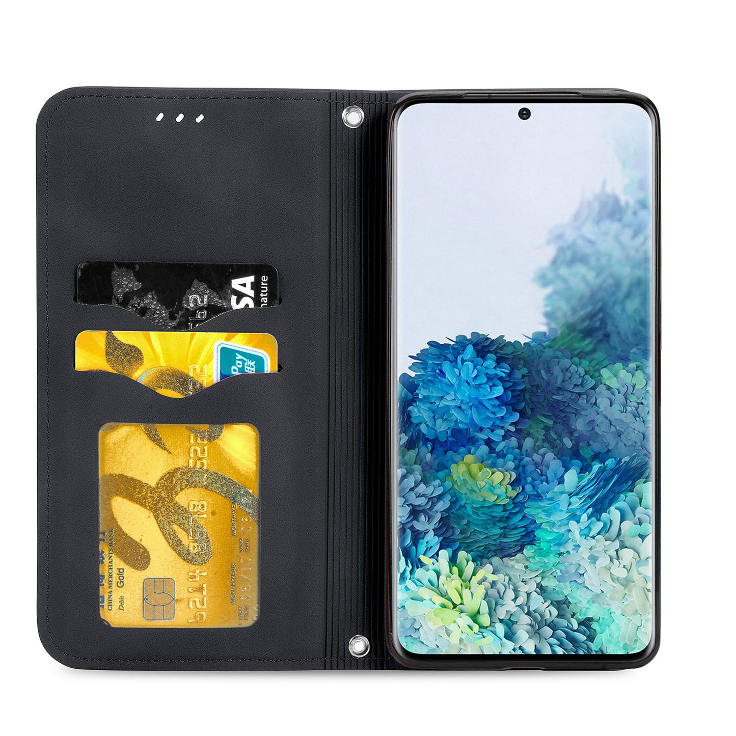 For Samsung Galaxy S20 Plus / S20 Plus 5G PU Leather + TPU Well-protected Retro Skin-touch Feeling Case Card Slots Stand Magnetic Absorption Shell - Black