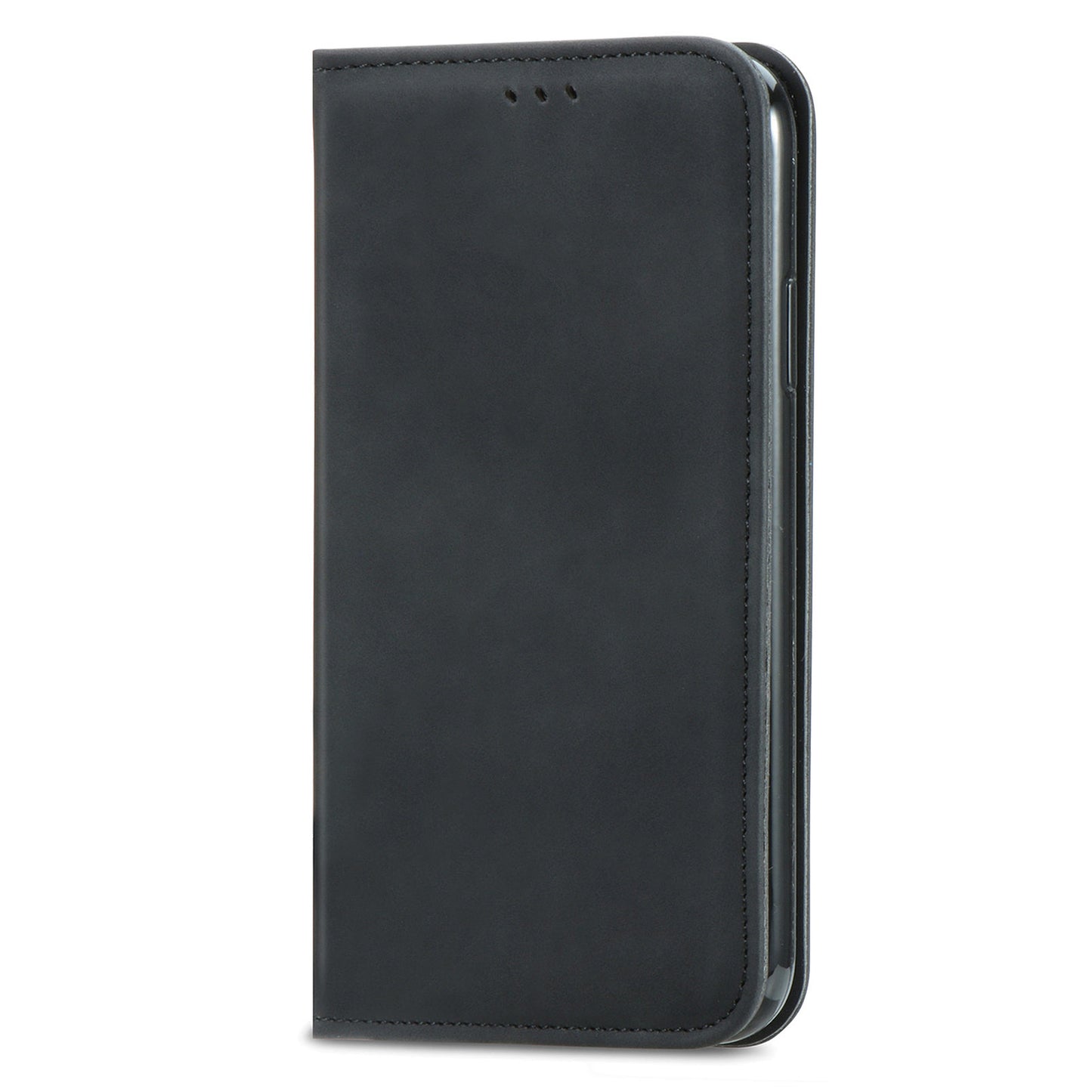 For Samsung Galaxy S20 Ultra Card Slots Retro Skin-touch Feeling Case Auto-absorbed Magnetic Stand Function PU Leather Shell - Black