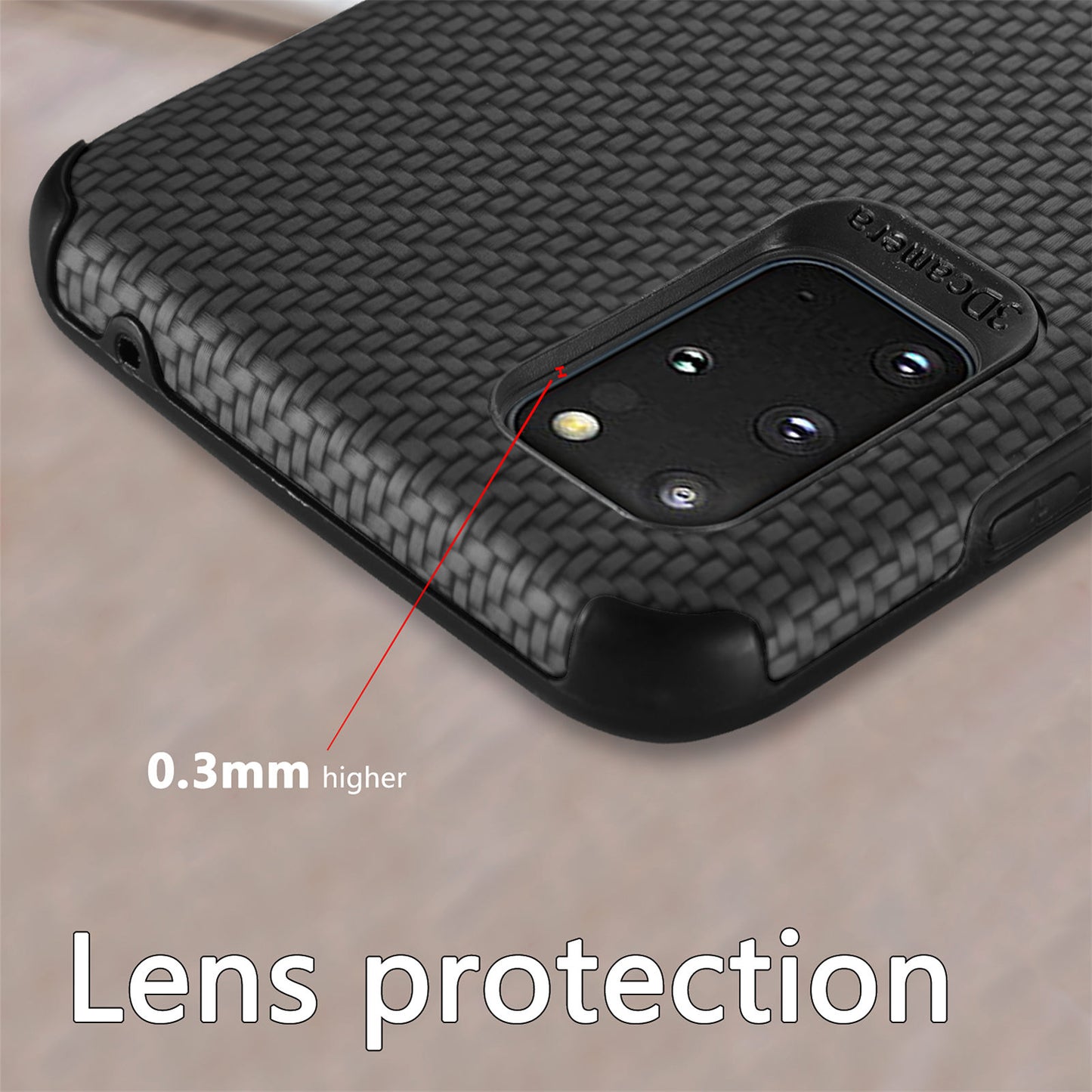 For Samsung Galaxy S20 Plus 5G/4G Cell Phone Cover Fiber Texture PU Leather Coated TPU + PVC Anti-fingerprint Protective Case - Black