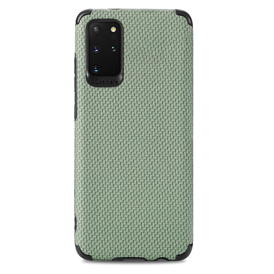 For Samsung Galaxy S20 Plus 5G/4G Cell Phone Cover Fiber Texture PU Leather Coated TPU + PVC Anti-fingerprint Protective Case - Green