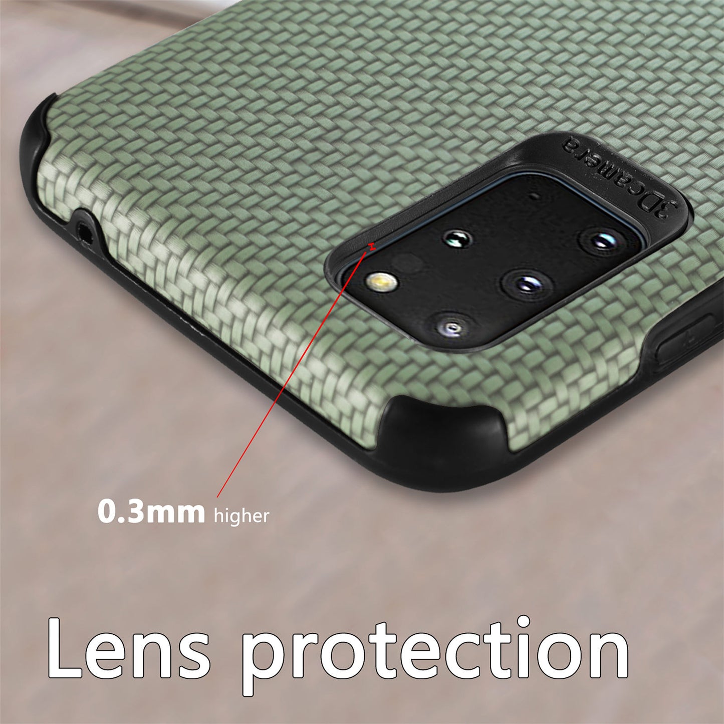For Samsung Galaxy S20 Plus 5G/4G Cell Phone Cover Fiber Texture PU Leather Coated TPU + PVC Anti-fingerprint Protective Case - Green