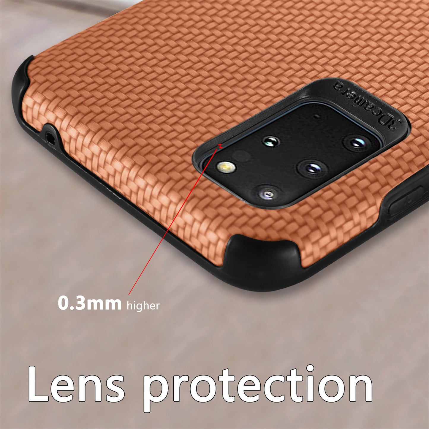 For Samsung Galaxy S20 Plus 5G/4G Cell Phone Cover Fiber Texture PU Leather Coated TPU + PVC Anti-fingerprint Protective Case - Brown