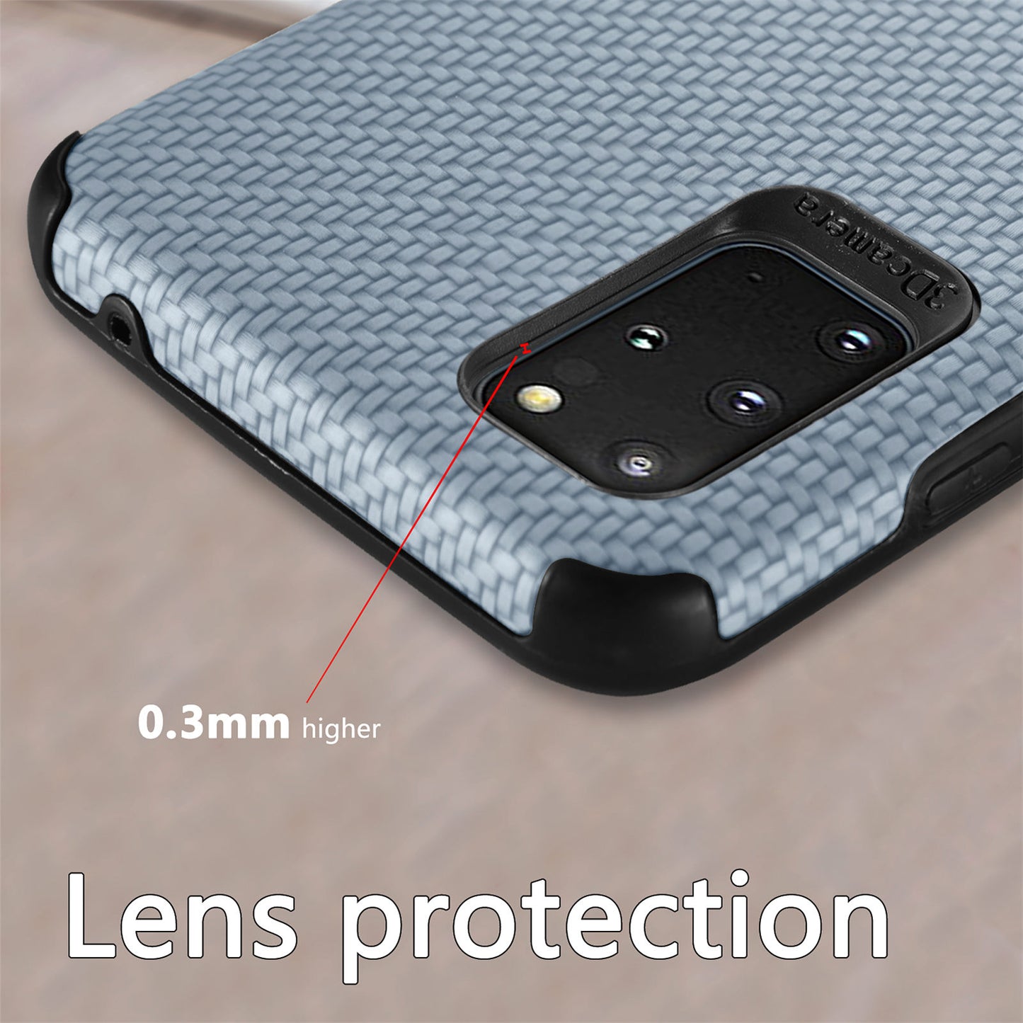 For Samsung Galaxy S20 Plus 5G/4G Cell Phone Cover Fiber Texture PU Leather Coated TPU + PVC Anti-fingerprint Protective Case - Sky Blue
