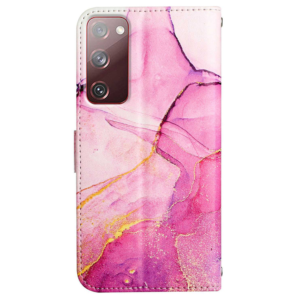 YB Pattern Printing Leather Series-5 for Samsung Galaxy S20 FE 2022/S20 FE 4G/S20 FE 5G/S20 Lite/S20 Fan Edition/S20 Fan Edition 5G Marble Pattern Leather Case Wallet Stand Phone Shell - Pink Purple Gold LS001