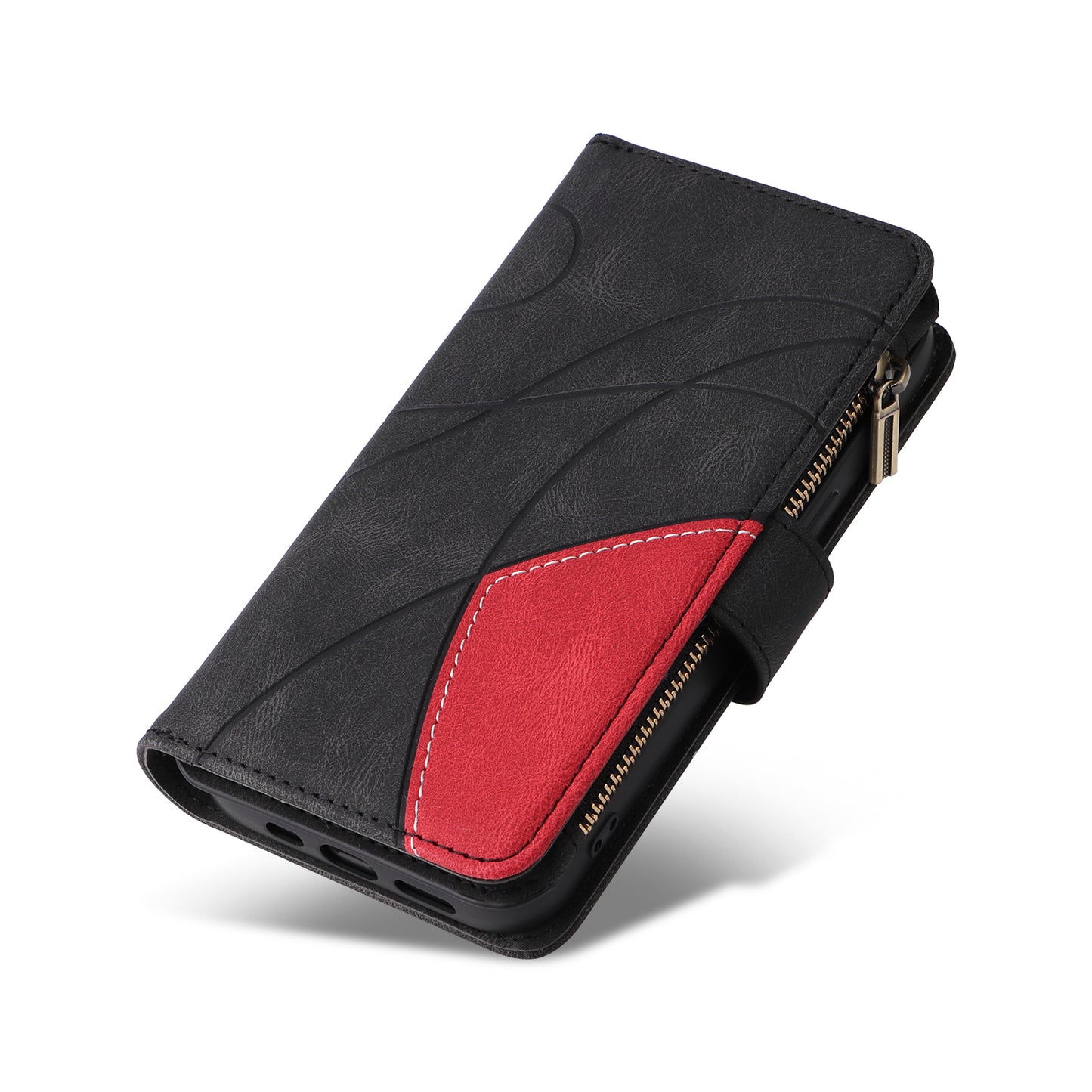 KT Multi-function Series-5 for Samsung Galaxy S20 Ultra 5G Bi-color Splicing Leather Wallet Phone Cover Multiple Card Slots Zipper Pocket Protective Case - Black