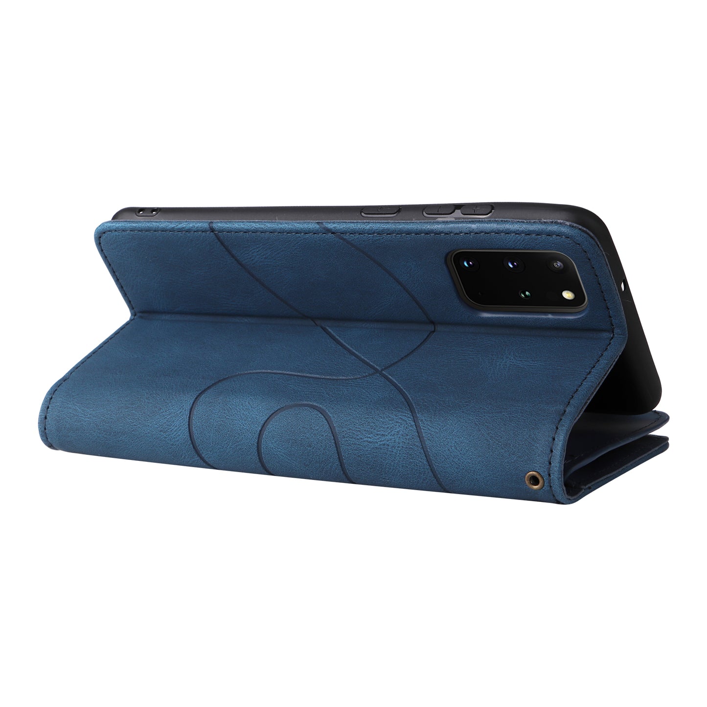For Samsung Galaxy S20 Plus 4G/5G KT Multi-function Series-5 Bi-color Splicing PU Leather Cellphone Case Multiple Card Slots Protective Cover with Zipper Pocket - Blue