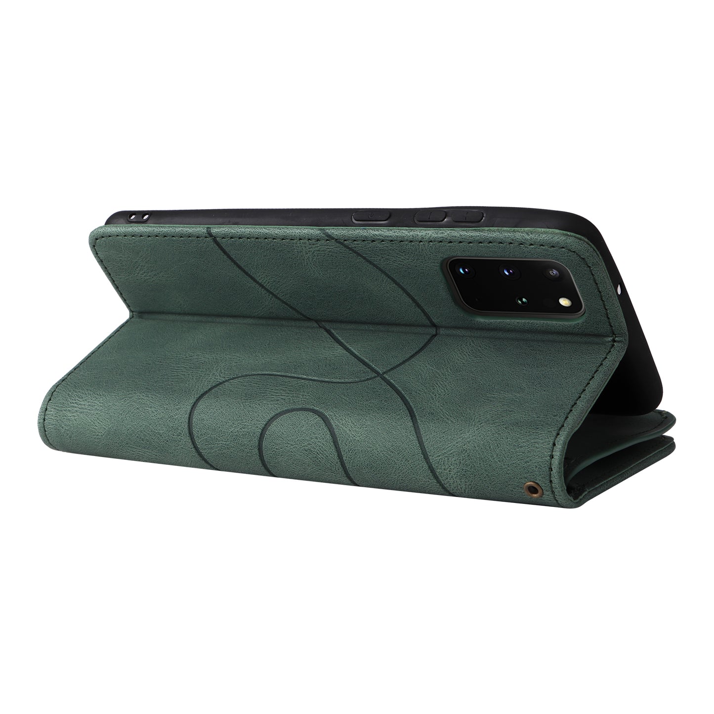 For Samsung Galaxy S20 Plus 4G/5G KT Multi-function Series-5 Bi-color Splicing PU Leather Cellphone Case Multiple Card Slots Protective Cover with Zipper Pocket - Green