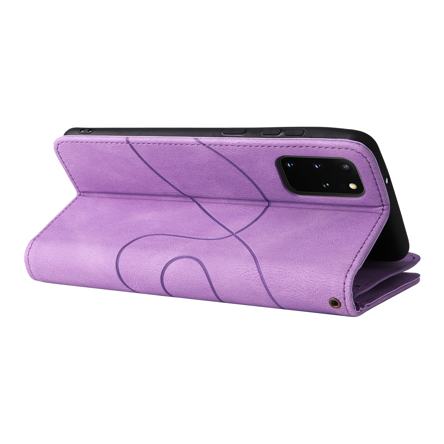 For Samsung Galaxy S20 Plus 4G/5G KT Multi-function Series-5 Bi-color Splicing PU Leather Cellphone Case Multiple Card Slots Protective Cover with Zipper Pocket - Light Purple