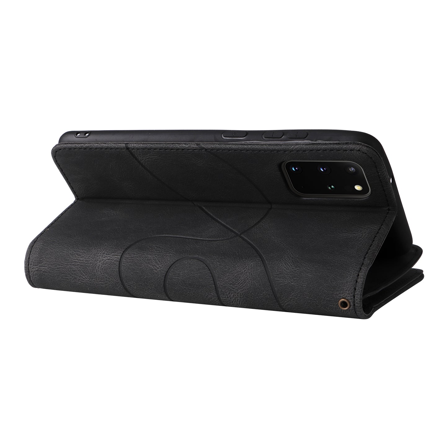 For Samsung Galaxy S20 Plus 4G/5G KT Multi-function Series-5 Bi-color Splicing PU Leather Cellphone Case Multiple Card Slots Protective Cover with Zipper Pocket - Black