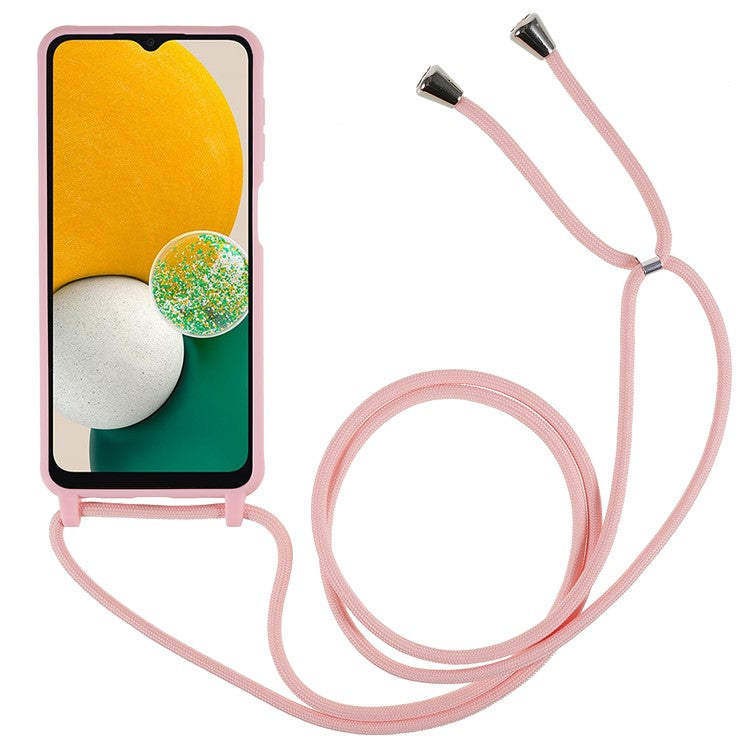 For Samsung Galaxy A13 5G / A04s 4G (164.7 x 76.7 x 9.1 mm) Flexible TPU Shell Matte Finish Slim Profile Phone Protector with Adjustable Lanyard - Pink