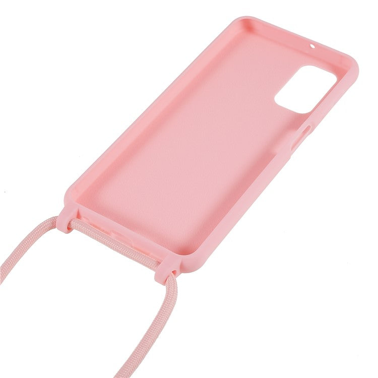 For Samsung Galaxy A13 5G / A04s 4G (164.7 x 76.7 x 9.1 mm) Flexible TPU Shell Matte Finish Slim Profile Phone Protector with Adjustable Lanyard - Pink