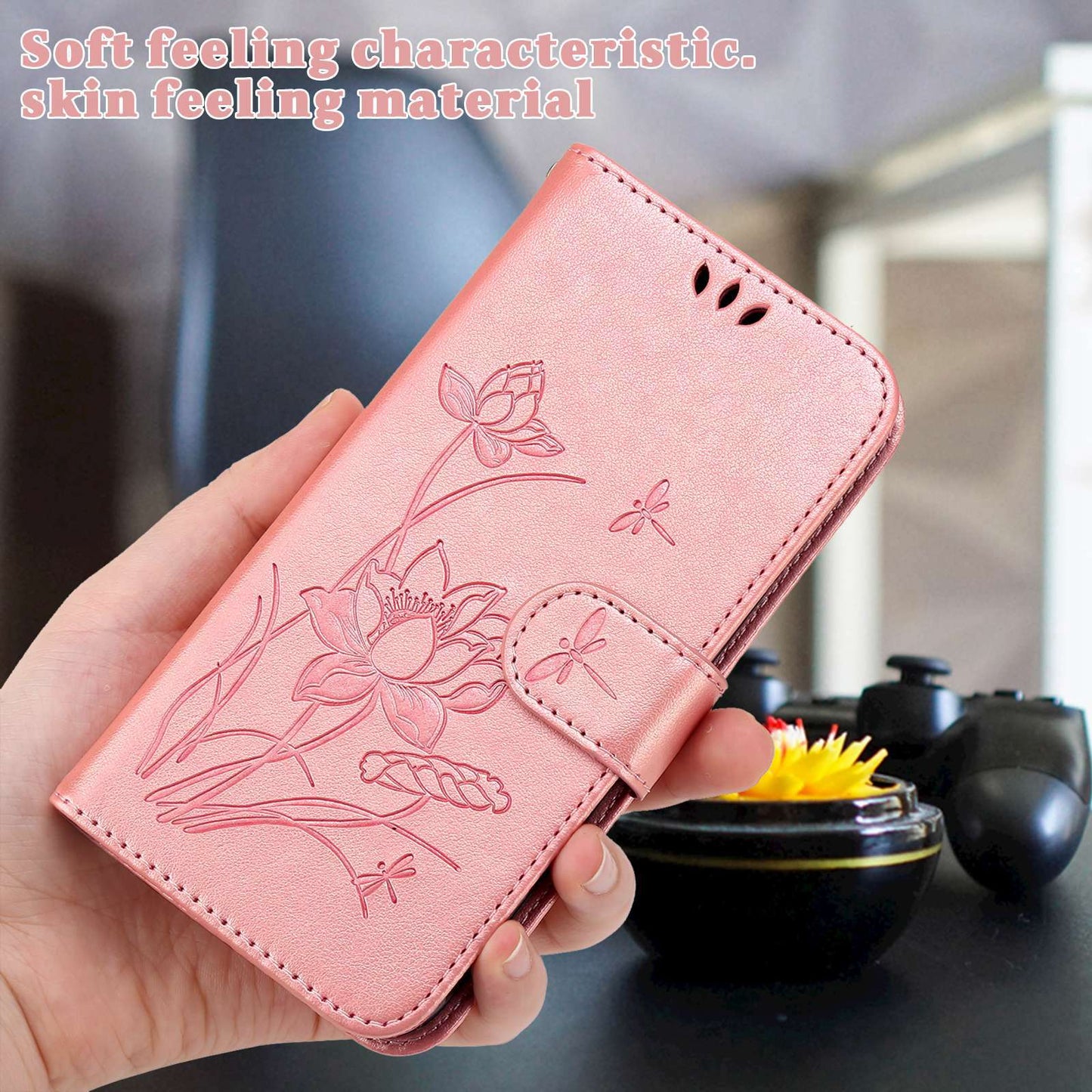 For Samsung Galaxy S20 FE 2022/S20 FE 4G/5G/S20 Lite Dual-layer Protection TPU+PU Leather Imprinted Lotus Pattern Case Anti-scratch Wallet Stand Shell - Pink