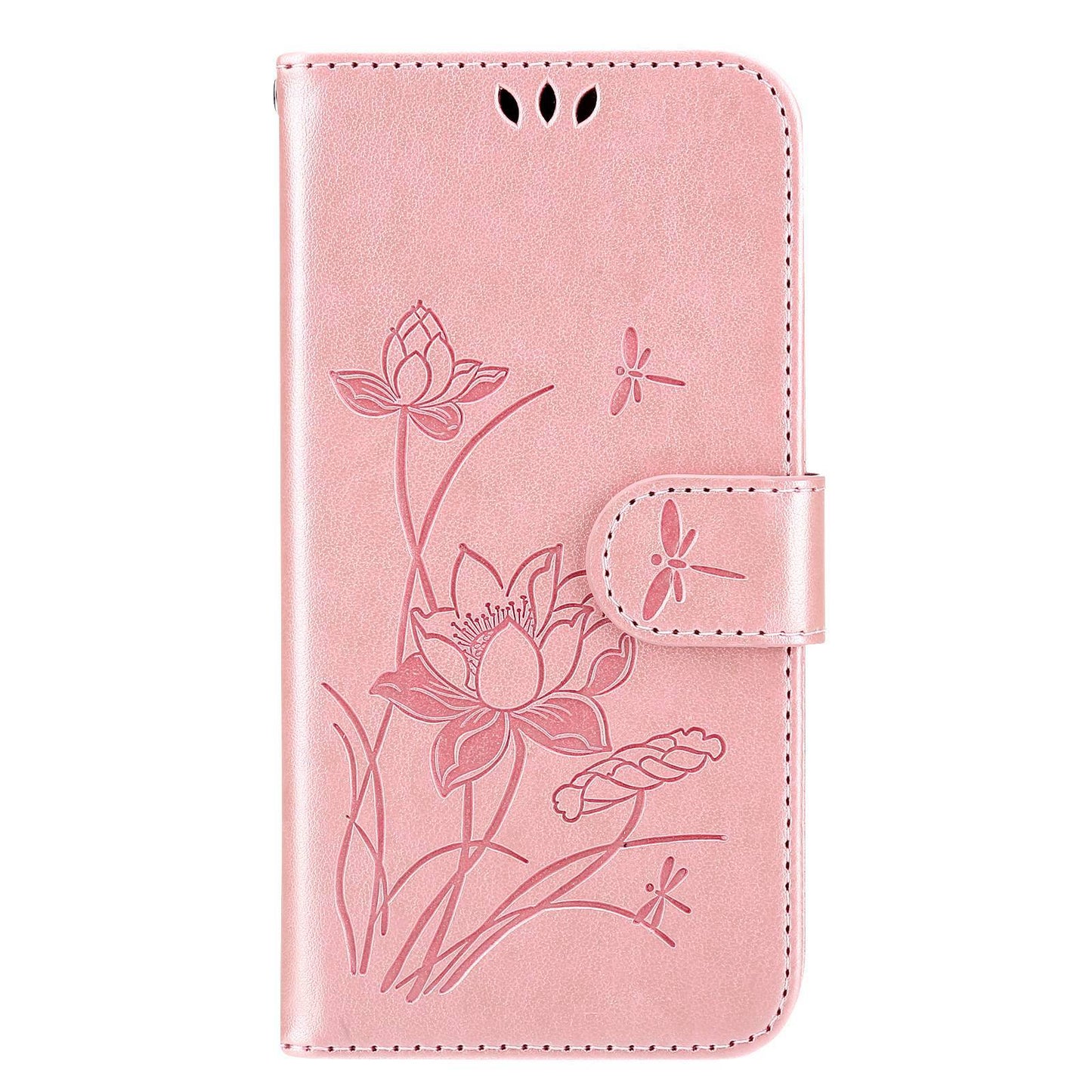 For Samsung Galaxy S20 FE 2022/S20 FE 4G/5G/S20 Lite Dual-layer Protection TPU+PU Leather Imprinted Lotus Pattern Case Anti-scratch Wallet Stand Shell - Pink