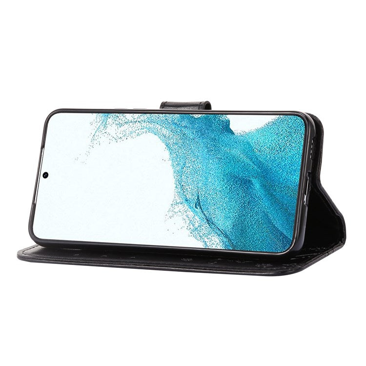 For Samsung Galaxy A53 5G PU Leather Stand Design Phone Case Imprint Butterflies Wallet Shockproof Cover - Black
