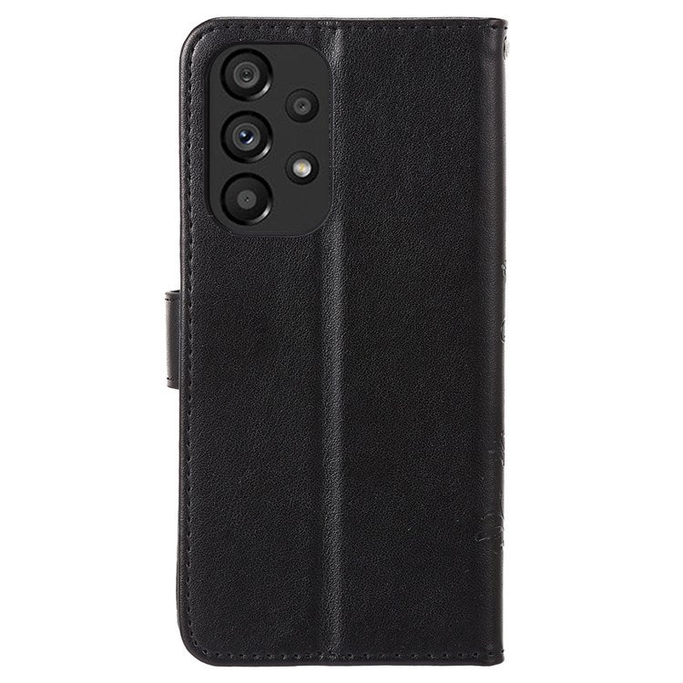 For Samsung Galaxy A53 5G PU Leather Stand Design Phone Case Imprint Butterflies Wallet Shockproof Cover - Black