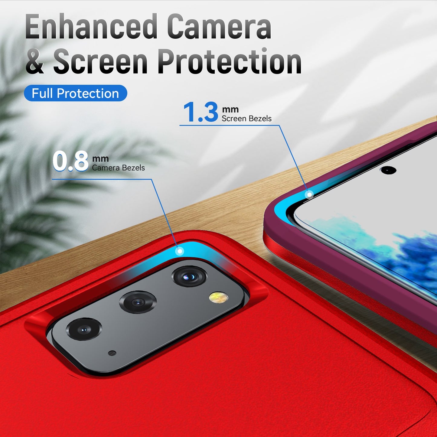 Defender Series Cellphone Case for Samsung Galaxy S20 4G/5G, Collision Resistant PC + TPU Combo Phone Cover with Rotary Ring Kickstand - Red/Rose