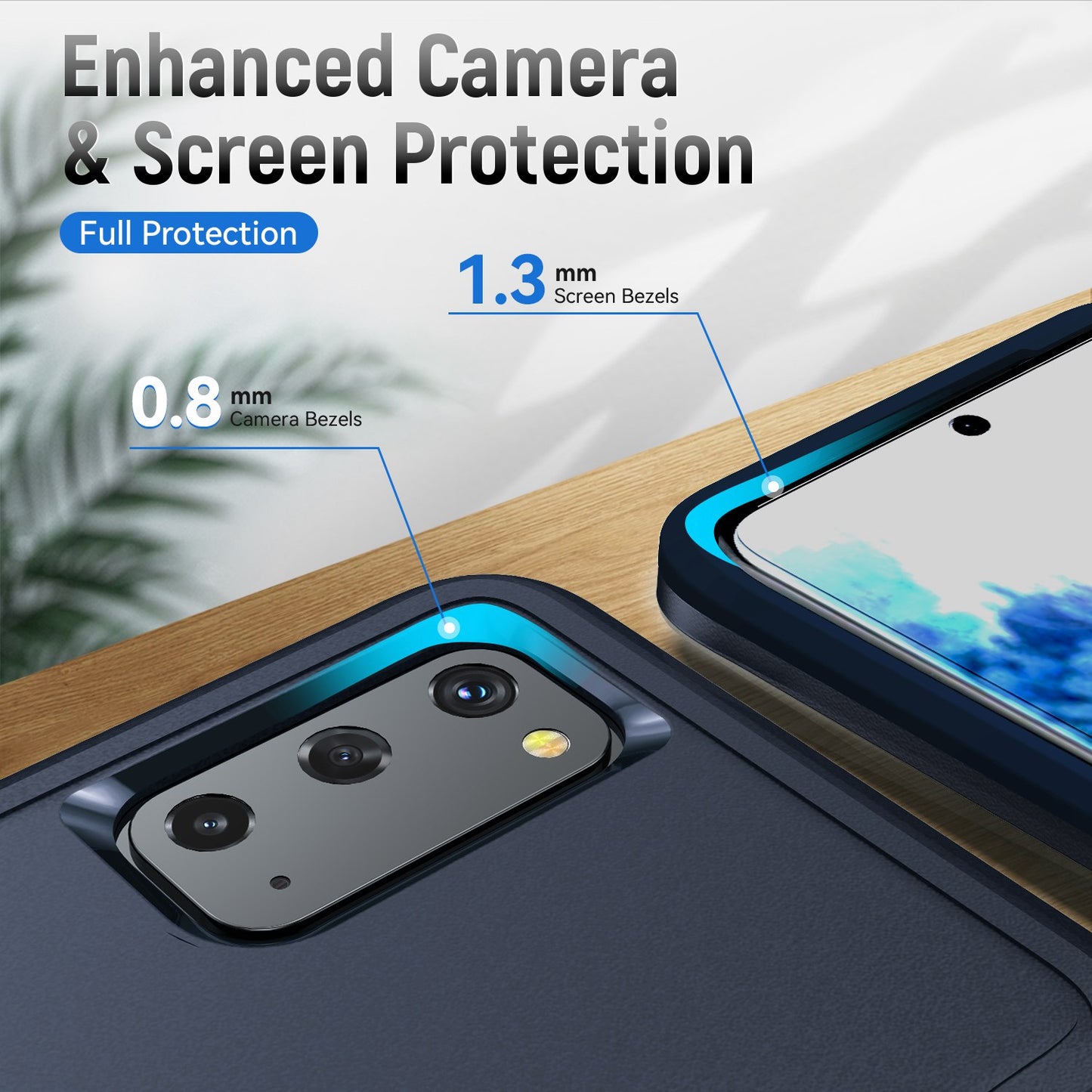 Defender Series Cellphone Case for Samsung Galaxy S20 4G/5G, Collision Resistant PC + TPU Combo Phone Cover with Rotary Ring Kickstand - Blue/Blue