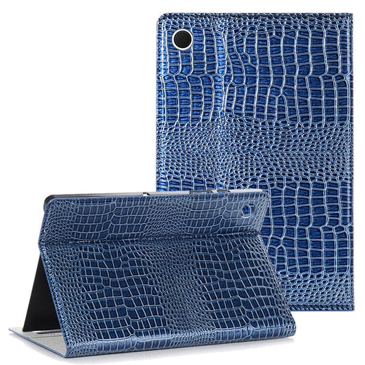 For Samsung Galaxy Tab A8 10.5 (2021) / (2022) Crocodile Texture Leather Tablet Case Stand Wallet Cover with Auto Wake / Sleep - Blue
