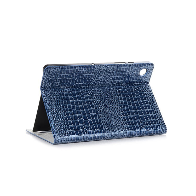 For Samsung Galaxy Tab A8 10.5 (2021) / (2022) Crocodile Texture Leather Tablet Case Stand Wallet Cover with Auto Wake / Sleep - Blue