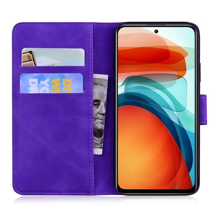 For Samsung Galaxy M23 5G/F23 5G Printed Butterfly Pattern Wallet Case Folding Stand PU Leather Magnetic Protect Flip Cover - Purple