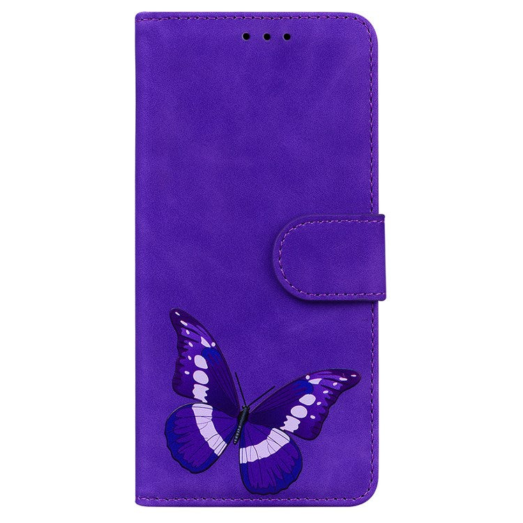 For Samsung Galaxy M23 5G/F23 5G Printed Butterfly Pattern Wallet Case Folding Stand PU Leather Magnetic Protect Flip Cover - Purple