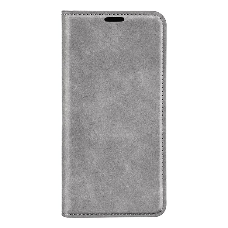 Skin-touch Folio Flip Leather Cover for Samsung Galaxy M23 5G/F23 5G, Wallet Stand Auto-absorbed Magnetic Phone Case - Grey