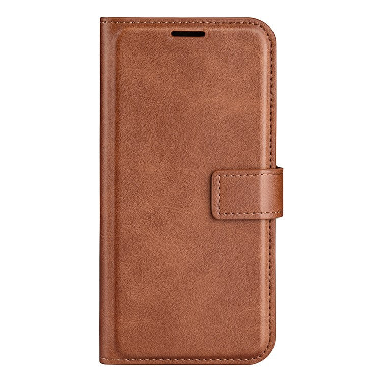 For Samsung Galaxy M23 5G/F23 5G Anti-slip Textured PU Leather Cover Stand Feature Magnetic Closure Shockproof Flip Wallet Case - Light Brown